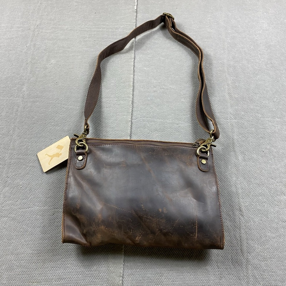 Baseballism Glove Leather Brown Distressed Crossbody Bag w/ Detachable Strap